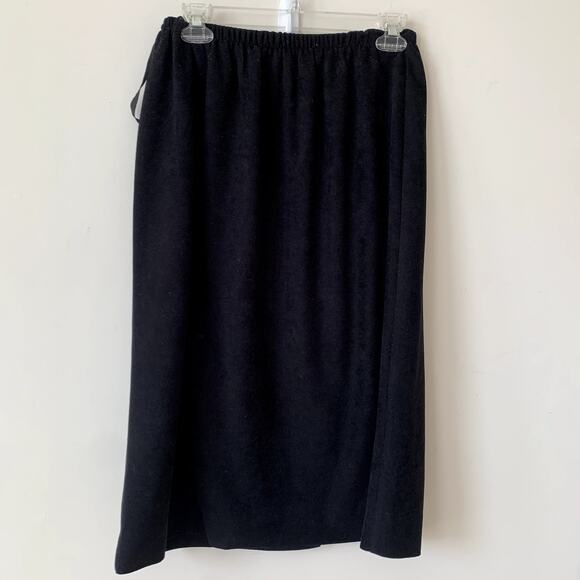 Vintage Black Midi Skirt Size 12 Modest Pull On USA Union Made Classic Neutral - Picture 1 of 5